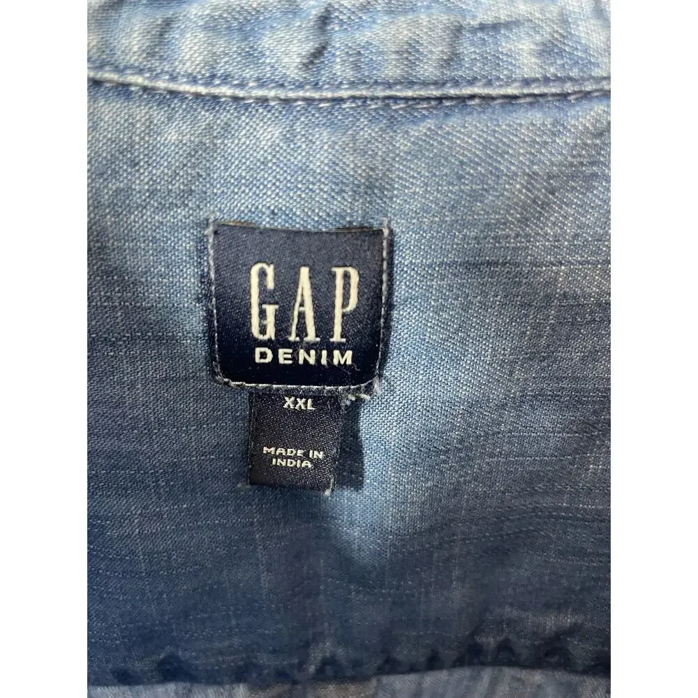 GAP Youth XXL Lyocell Chambray Shirt Long Sleeve Button Front Blue Girls